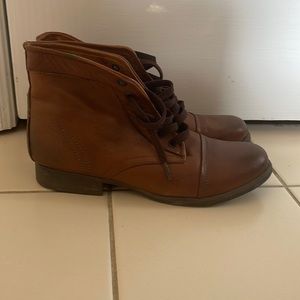 Brown leather ankle boots